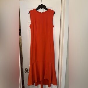 Calvin Klein Vibrant Orange High Low Dress
